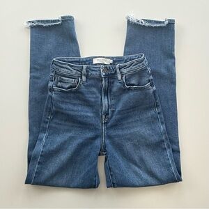 Hidden High Rise Straight Leg Jeans Size 25 Raw Hem